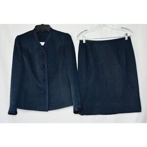 Lourdes Chavez Haute Couture Wool & Silk Jacket Skirt Suit Size 6